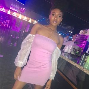 Lavender puff sleeve mini dress